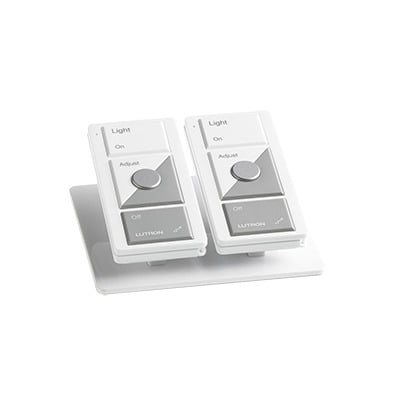 [LPED2WH] Base de mesa para dos controles remotos inalámbricos LUTRON. Con goma para evitar deslizamiento.