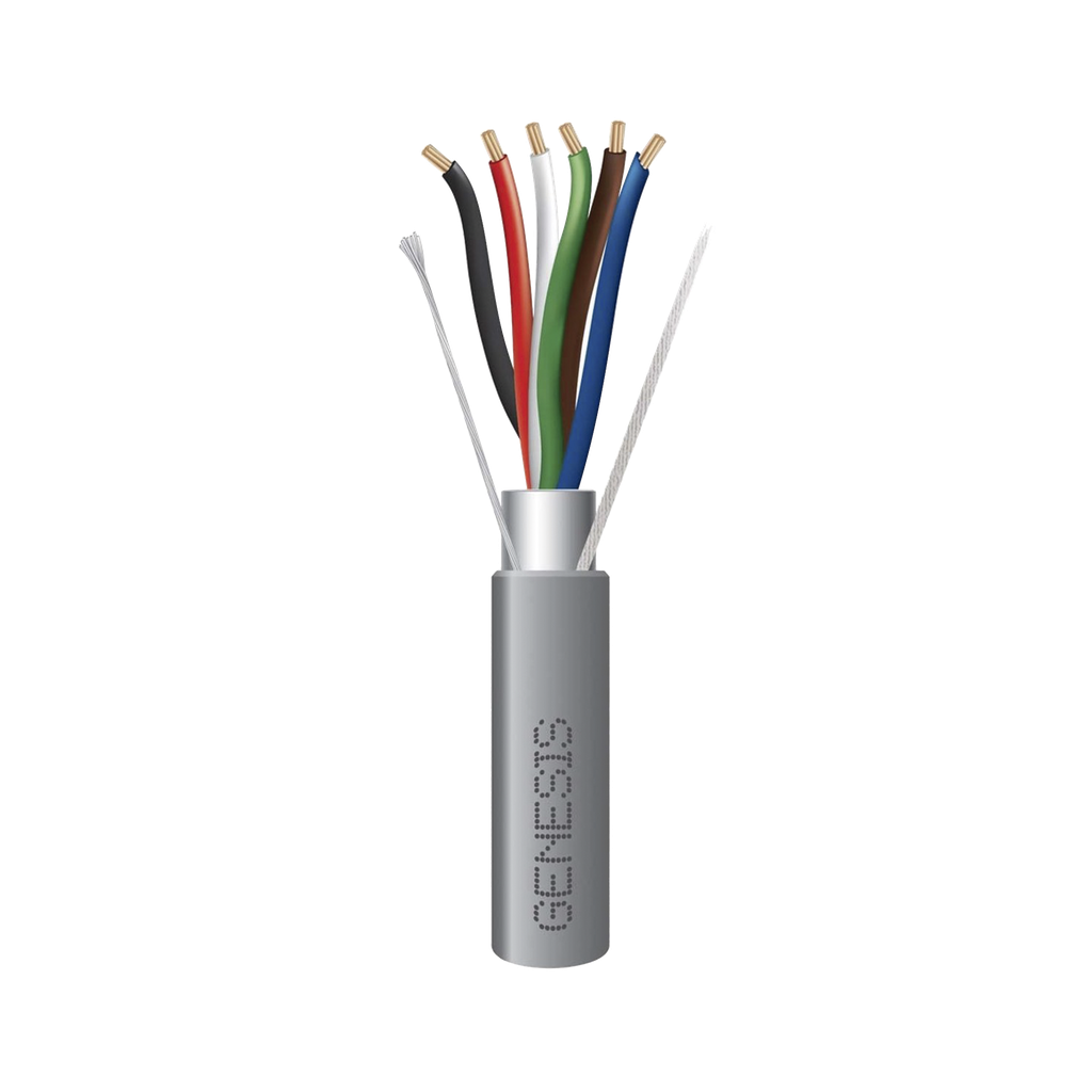 [2206-1109/1000] Bobina de 305 Metros de Cable / 6 x 22 AWG Blindado / Riser / Color Gris / Para Aplicaciones de Audio, Seguridad y Control