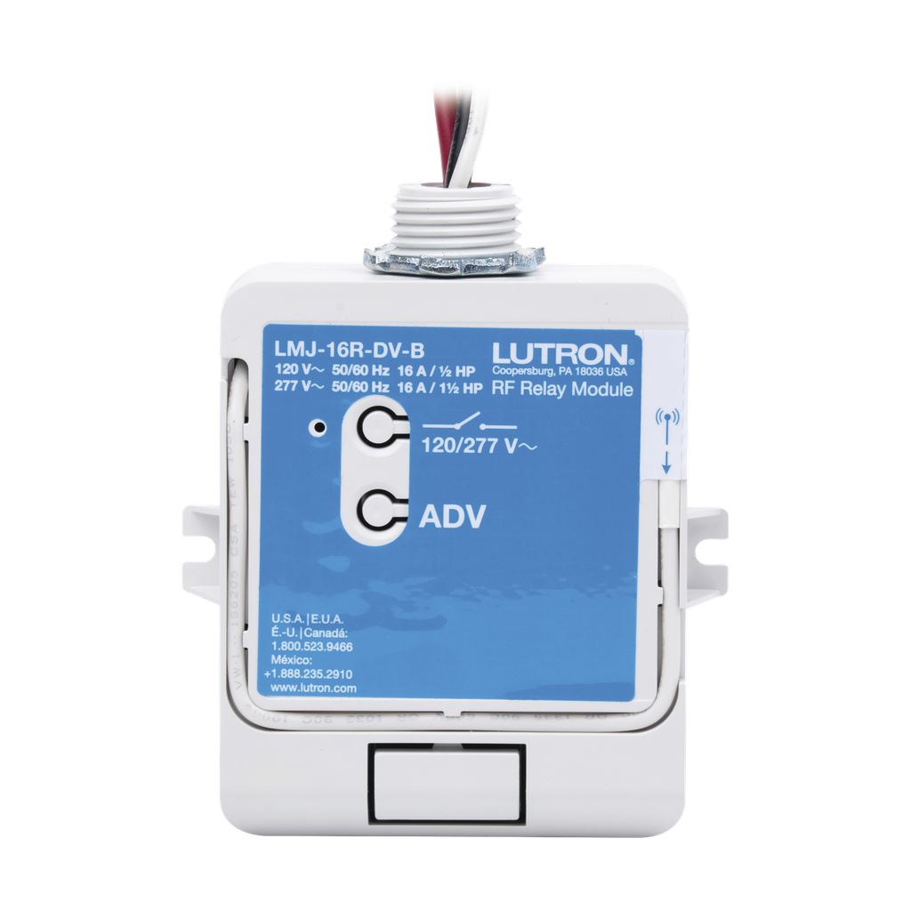 [LMJ16RDVB] (RadioRA2) Relay control de iluminación, carga 16A, 120/277V, compatible con RadioRA2, RA2Select y RR3.