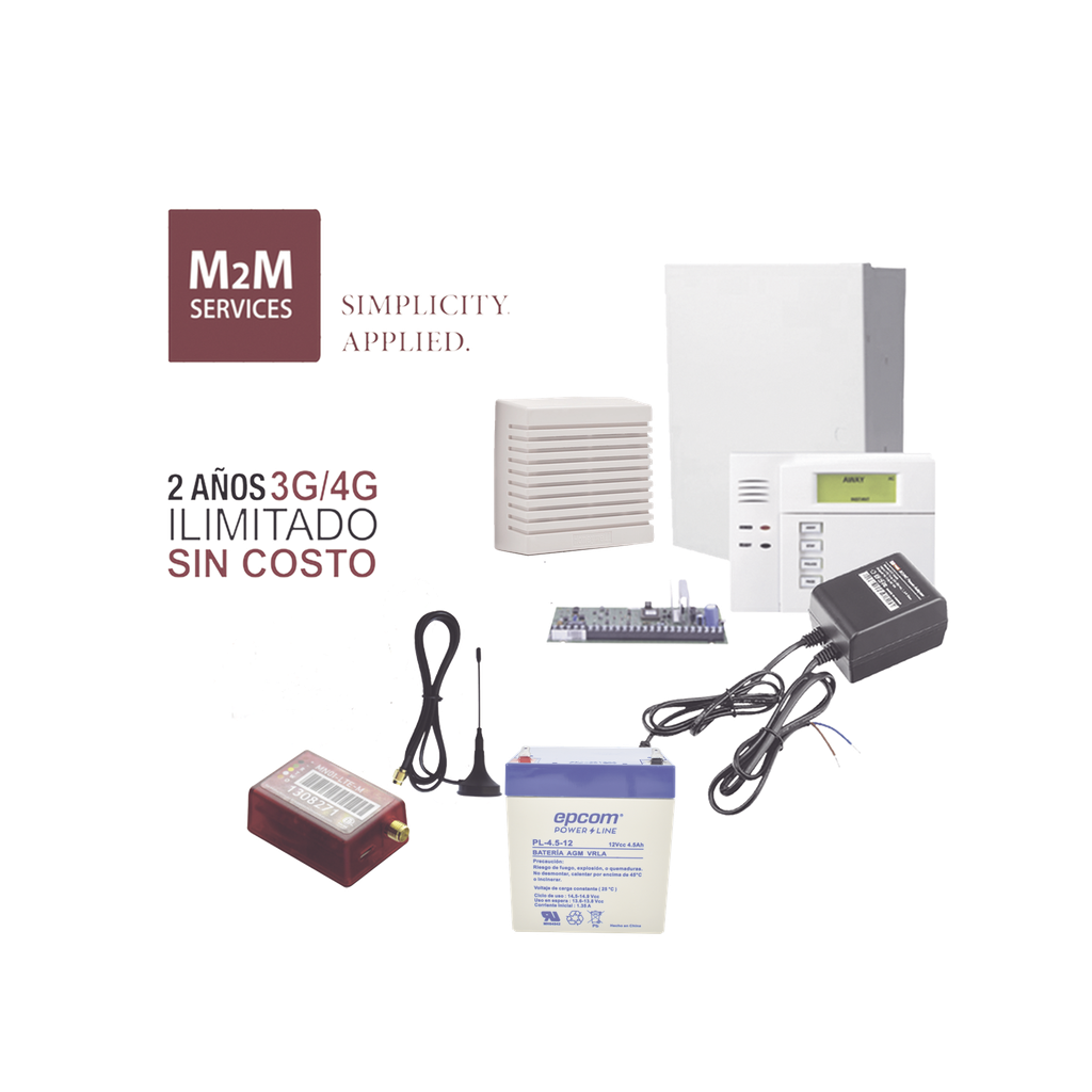 [KITVISTAMINI] (2 Años 4G ILIMITADO INCLUIDO) Kit VISTA48LA,Teclado 6150, Comunicador MN01LTEM, Bateria, Transformador y Sirena de 15 Watts