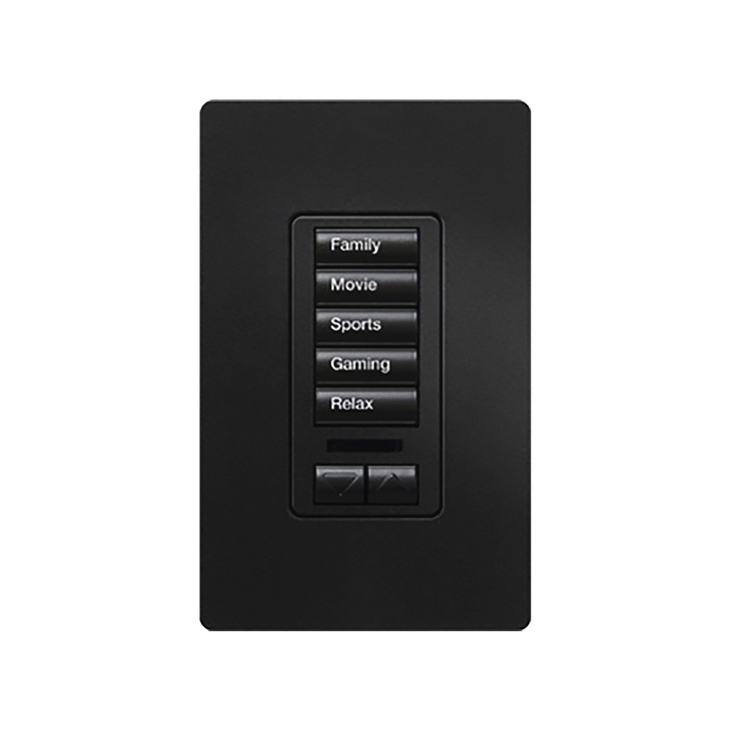 (RadioRA2) Teclado seetouch 5 botones, 2 botones subir/bajar, programe escenas diferentes en cada botón.