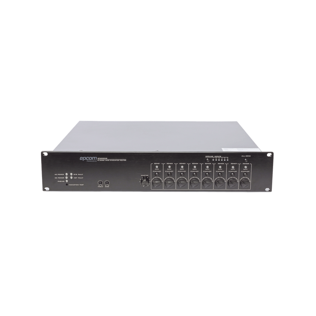 [SF-6200MS] SF-6200MS Controlador de Extensión de Evacuación de Voz | 8 Zonas | 500W | Soporta Máx. 19 SF6200MS en Cascada
