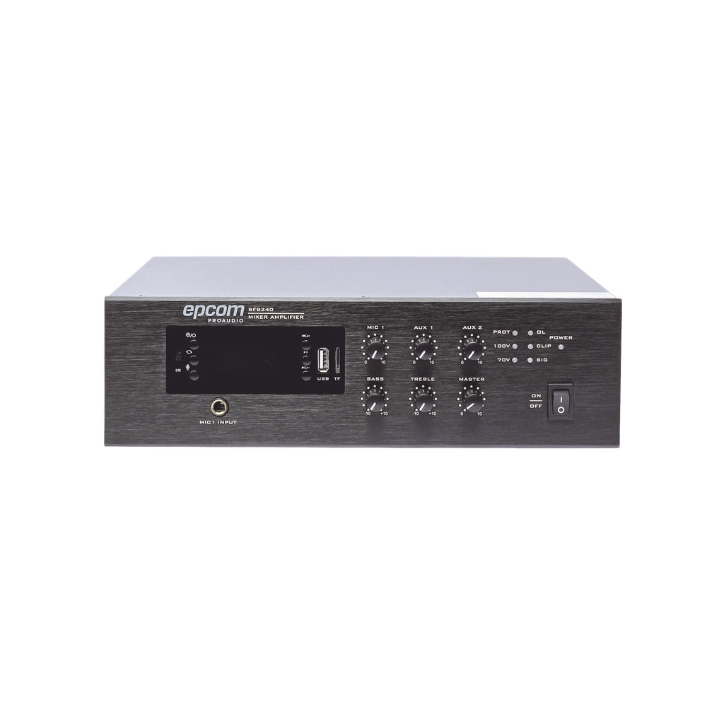 [SF-B240] Mini Amplificador de Audio Mezclador | 240W RMS | Sistema 70/100V | MP3 | Tuner | Bluetooth | Musica ambiental y Voceo