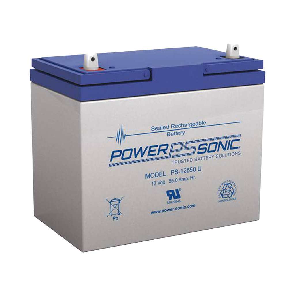 [PS-12550U] Batería 12V, 55AH, Para Respaldo, Tecnologías AGM/VRLA, 5 Años Vida Útil, Terminales U, Reconocida UL