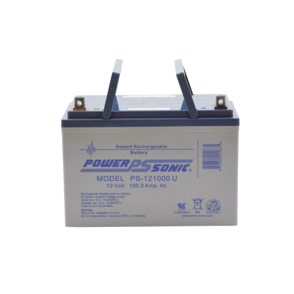 [PS-121000-U] Batería 12V, 100AH, Para Respaldo, Tecnologías AGM/VRLA, 10-12 Años Vida Útil, Terminales U, Reconocida UL