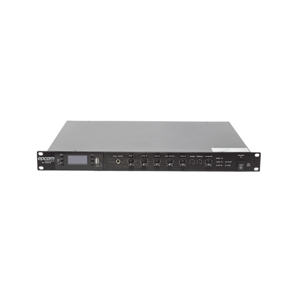 [SF-120DTB] SF-120DTB Amplificador Mezclador | 120W RMS | Sistema 100V y Baja Impedancia | MP3 | Tuner | Bluetooth | Música ambiental y Voceo