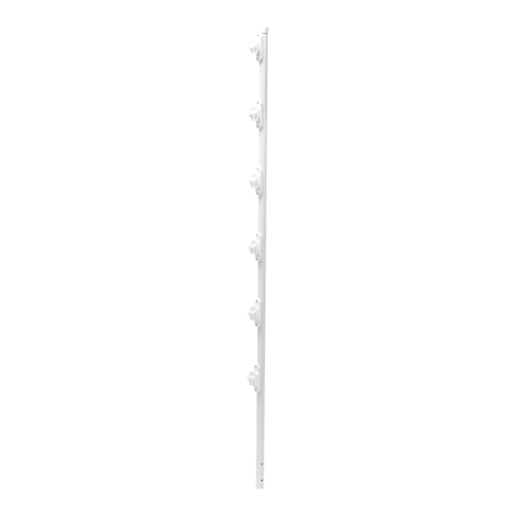 Poste con 6 Aisladores de PASO  para Cerca Electrificada. Tubo Galva. de 1.4m, cal. 18 de 1 Diam. + Pintura Blanca.