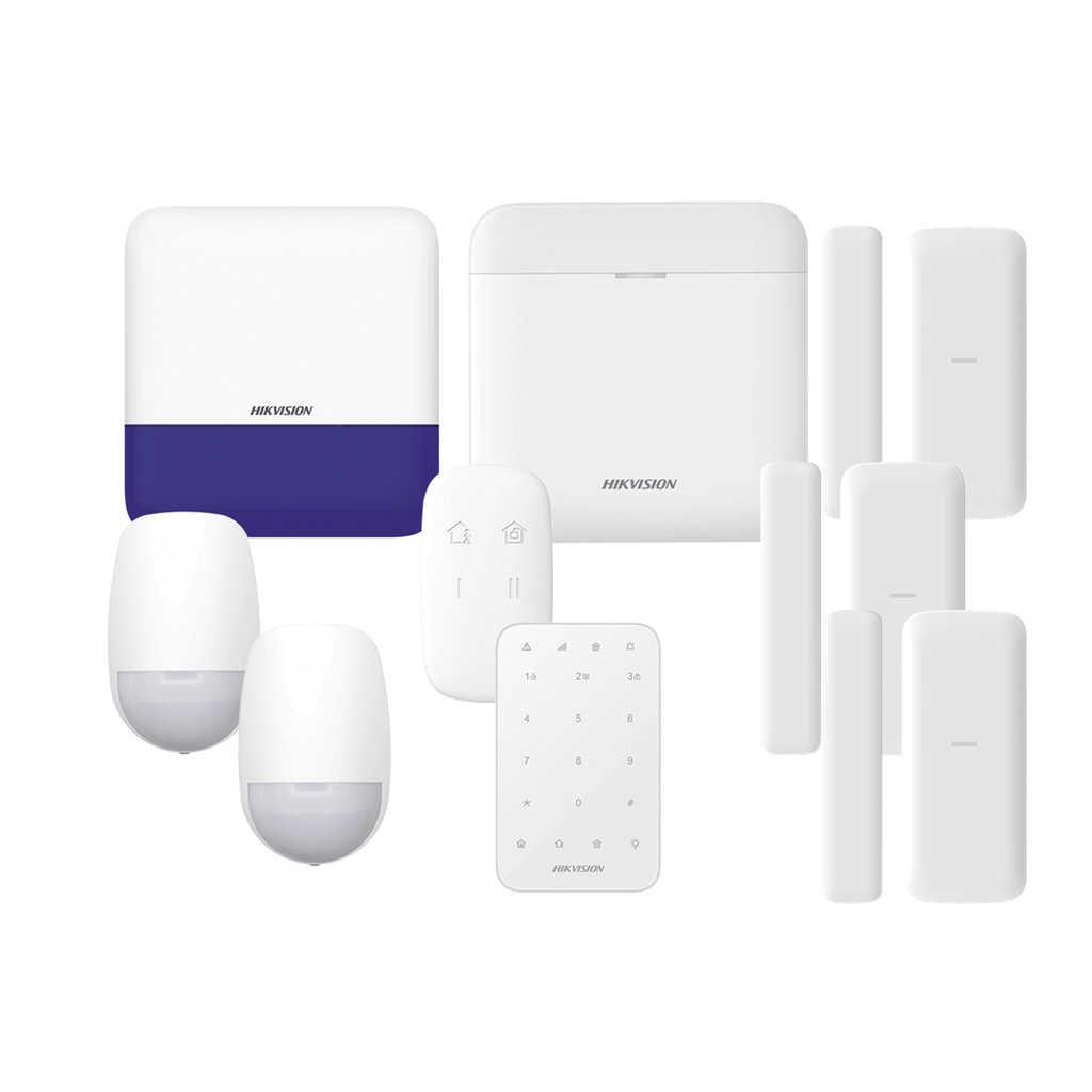 [DS-PWA48-FULL-K] (AX PRO) KIT de Alarma AX PRO / Incluye: 1 Hub con batería de respaldo/ 2 Sensores PIR / 3 Contactos Magnéticos mini / 1 Control Remoto / 1 Sirena Inalambrica Exterior /1 Teclado Inalámbrico / WiFi / Compatible con Hik-Connect P2P
