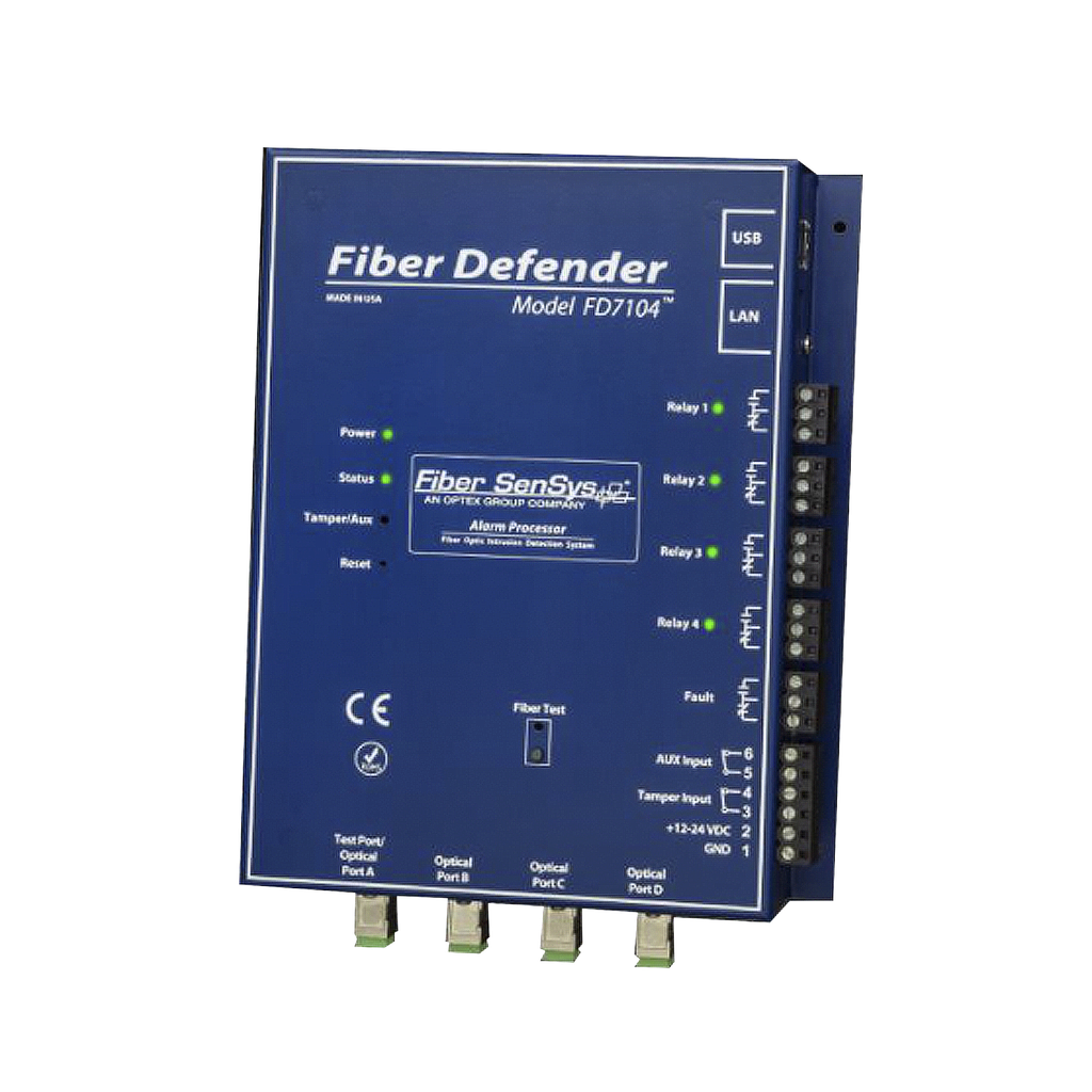 [FD7104] Sensor de Seguridad Perimetral por Fibra Óptica Sensitiva / 4 zonas / 800 metros máximo por zona