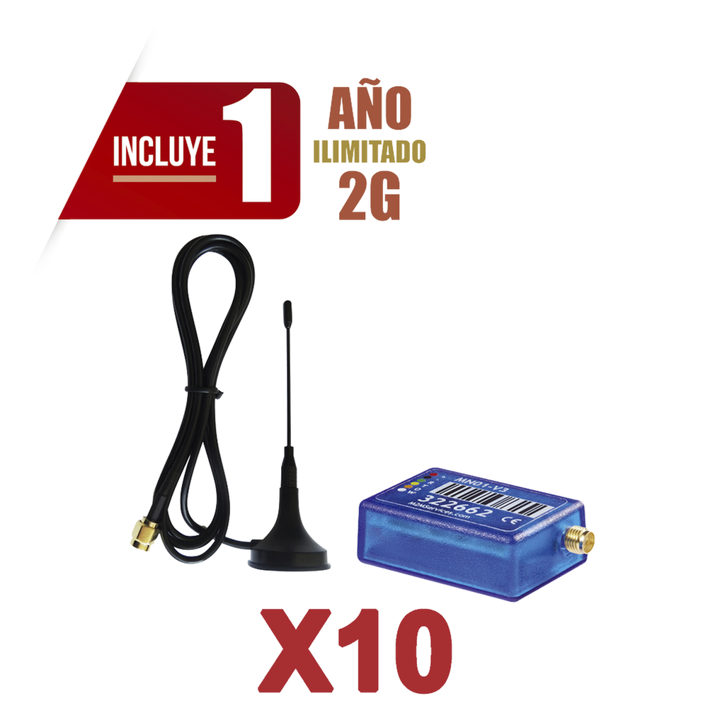 [KIT10MINI012G] KIt de 10 Comunicadores de Alarma MINI012G con Antena 2G / Incluyen 1 Año de Cobertura / Aplicación Gratuita / Cero Configuración / Compatible Honeywell/DSC/CROW/PIMA
