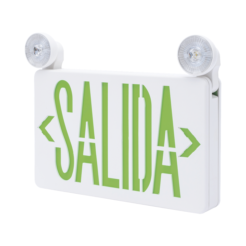 [SFKDC860] Letrero de Emergencia LED DUAL de SALIDA con Luz de Emergencia/Montaje Universal (pared, lateral o Techo)/Batería de Respaldo Incluida