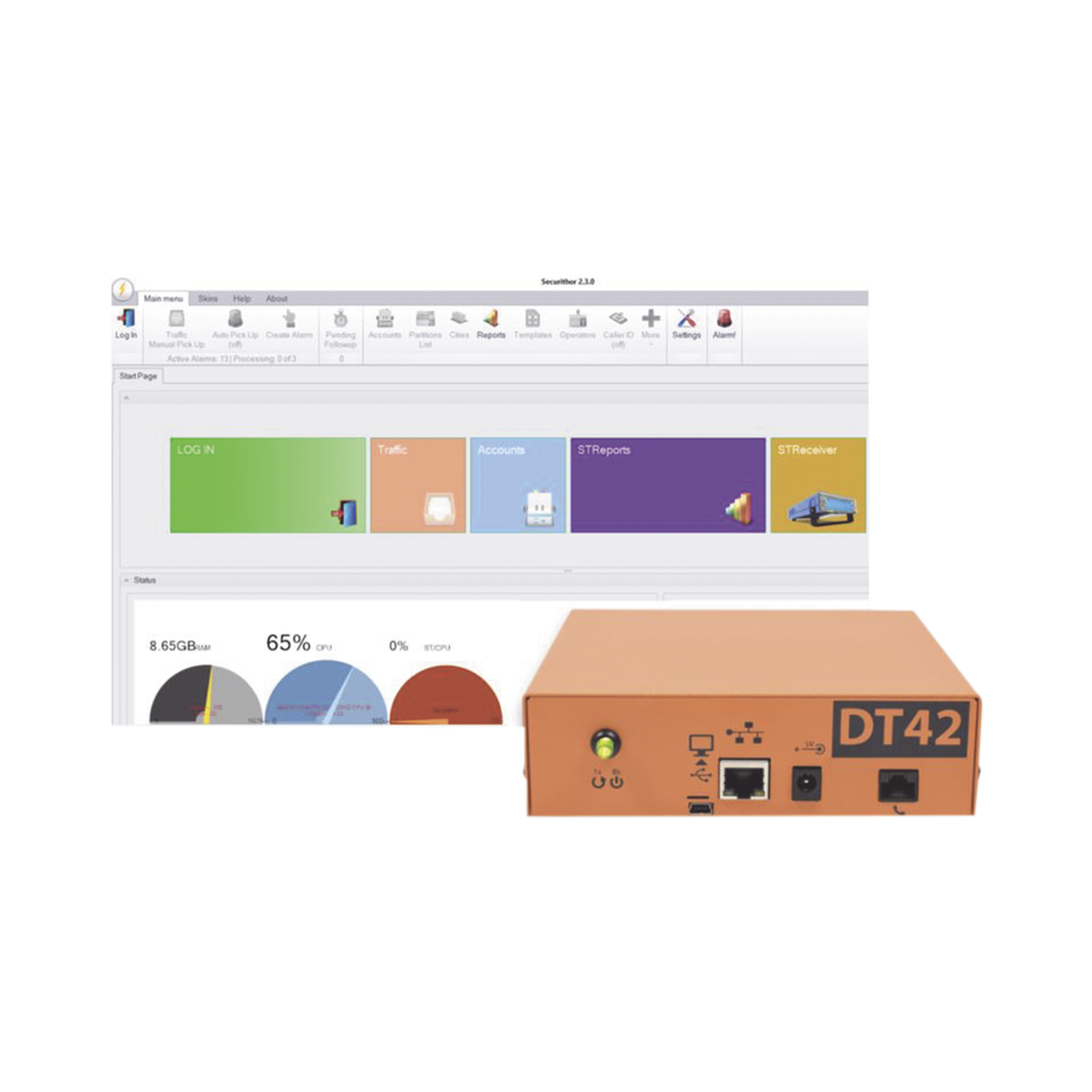 [KITSTLDT42] Inicie o renueve su central de monitoreo de alarmas, Kit 1 receptora ExtriumDT42V2 y Software de monitoreo suscripción de 1 año.