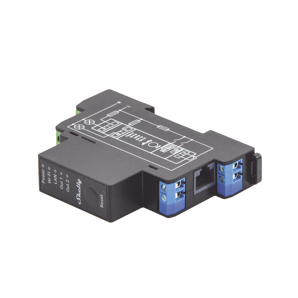 [SHELLYPRO2PM] Relevador inalámbrico inteligente WIFI y Ethernet / Industrial y residencial / Hasta 16A / 2 canales