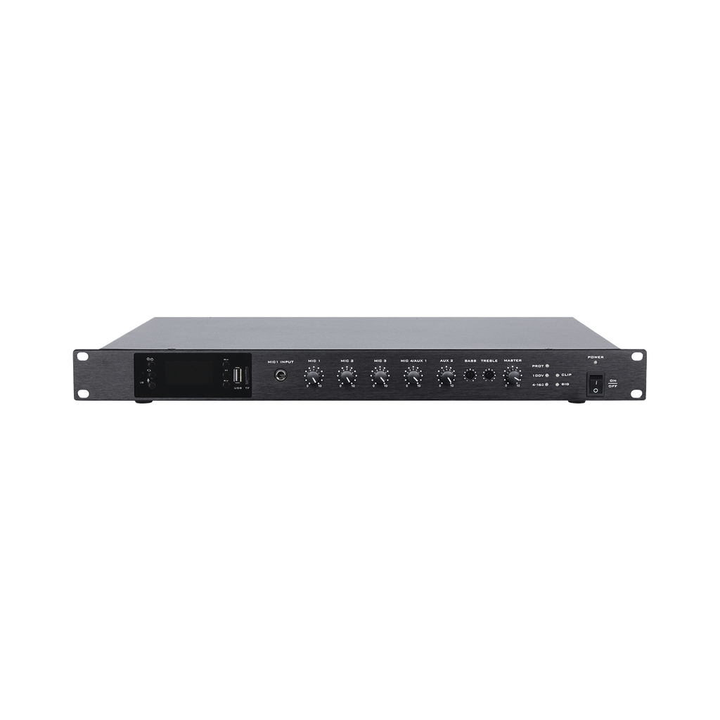 [EP-B350DTB] EP-B350DTB Amplificador de Audio | 1 canal | 350 W | Sistema 100V y Baja Impedancia | 4 Entradas de Micrófono Balanceadas | Bluetooth | USB | SD | FM | Montaje en Rack