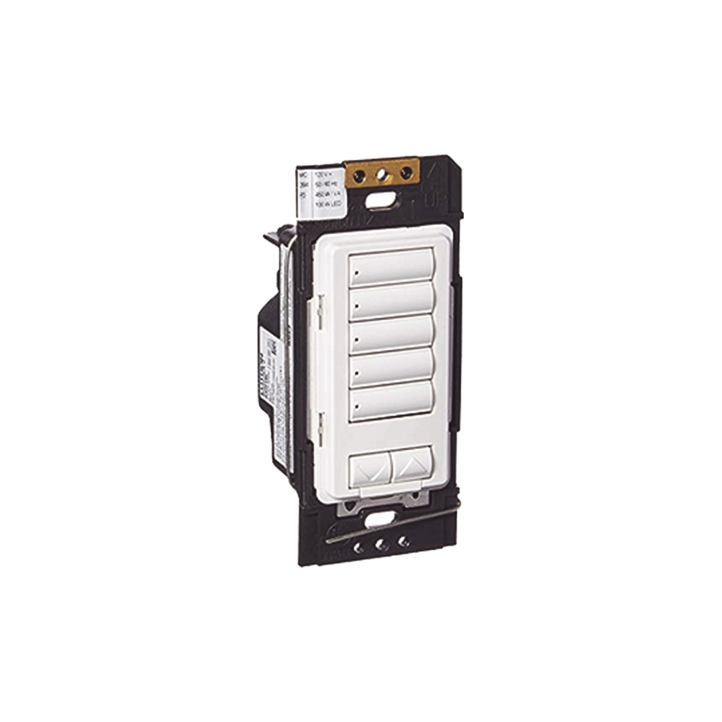 (RadioRA2) Botonera 5 botones hibrida, requiere cable neutro para el control del circuito.