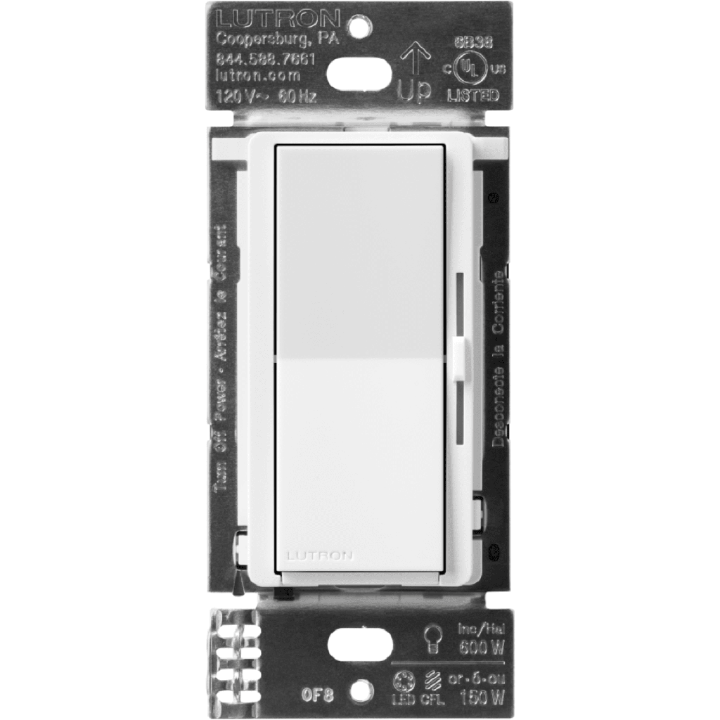 (Caseta Wireless) DIVA Atenuador de pared. Aumenta/Disminuye Intensidad de Iluminación.  No requiere cable neutro. 150W LED / 600W INC/HAL