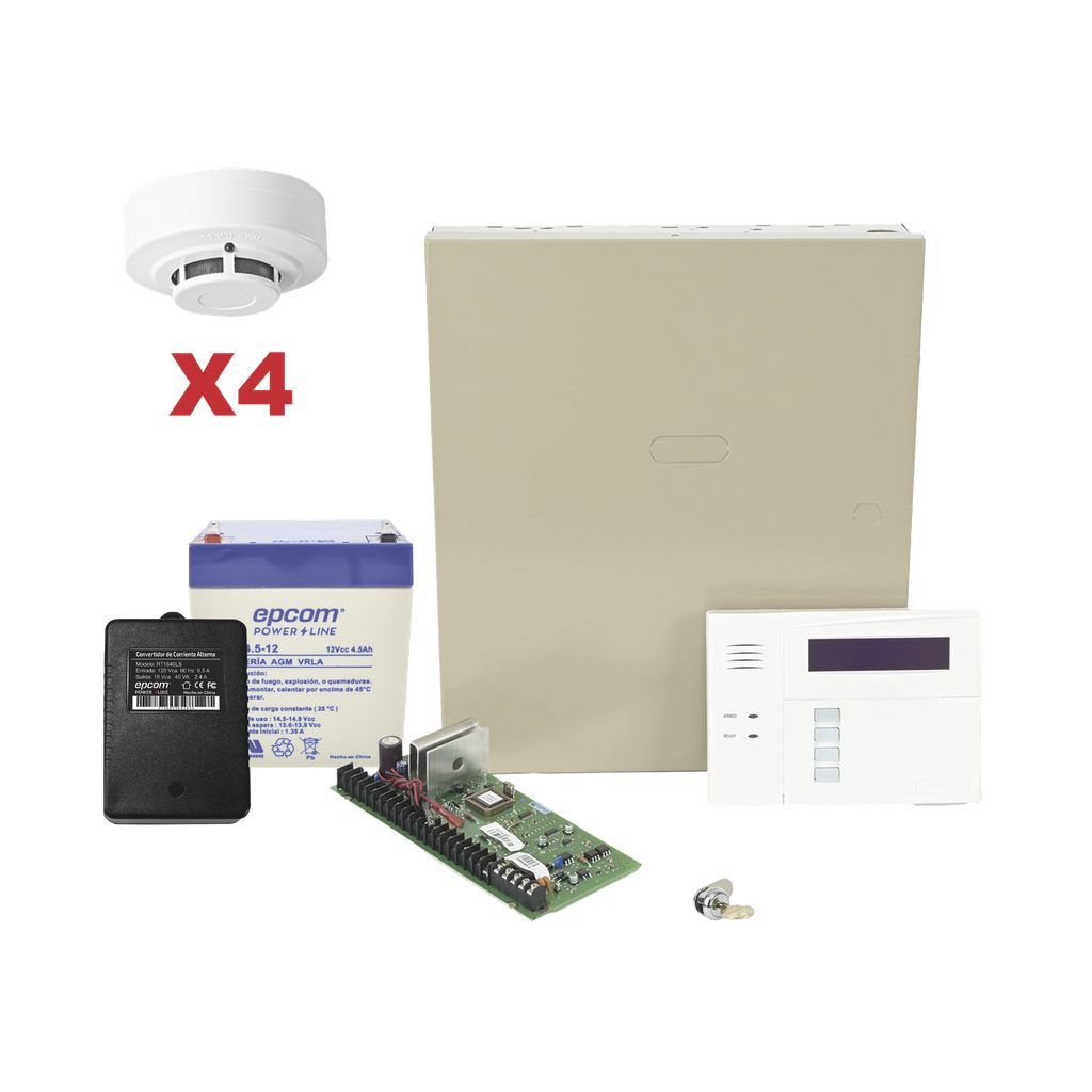 [VISTA48LASMK/6160RF] Kit de Panel de Alarma VISTA48LA con Gabinete, Batería y Transformador / 4 Sensores de humo