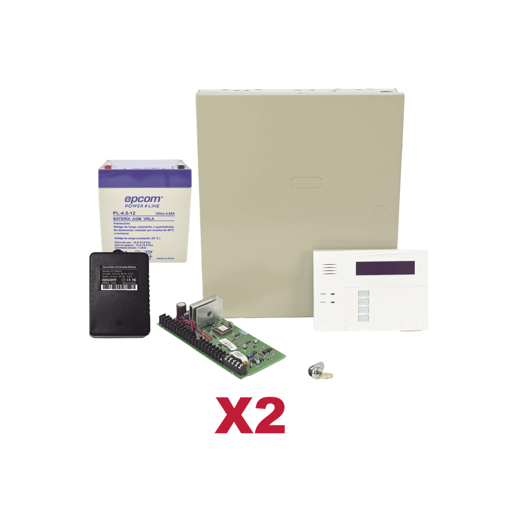 [VISTA48DOBLE/6160RF] 2 Paneles de Alarma VISTA48/6160RF Teclado Alfanumérico con Receptor Inalámbrico, Batería y Transformador
