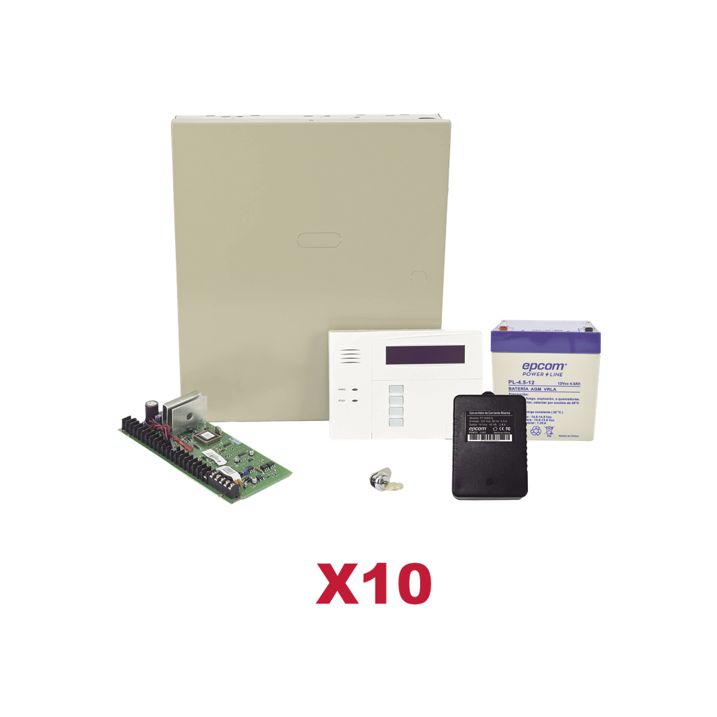 Kit de 10 Paneles de Alarma VISTA48 con Batería y Transformador