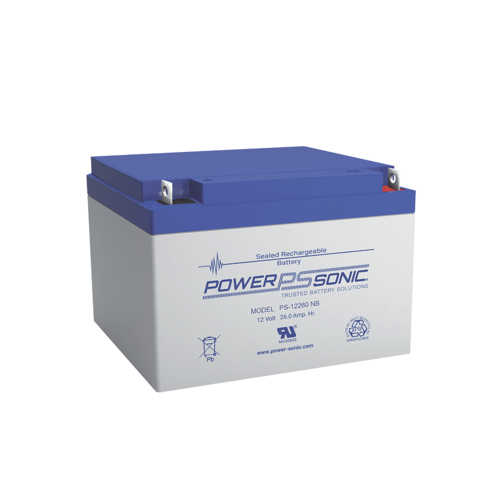 [PS-12260-T12] Batería 12V, 26AH, Para Respaldo, Tecnologías AGM/VRLA, 5 Años Vida Útil, Terminales T12, Reconocida UL
