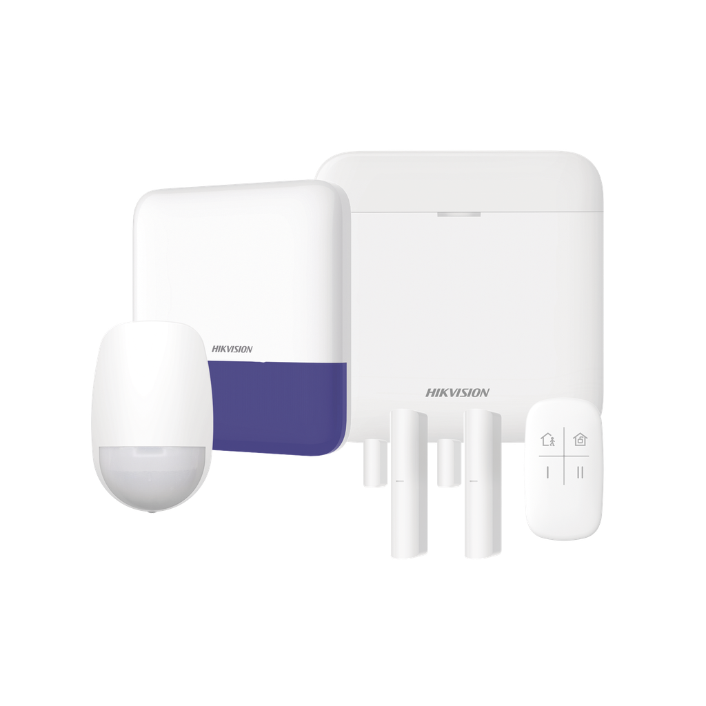 [AXPRO-KIT-GSM] (AX PRO) KIT de Alarma AX PRO con GSM (3G/4G) / Incluye: 1 Hub con bateria de respaldo / 1 Sensores PIR / 2 Contactos Magnéticos / 1 Control Remoto / 1 Sirena Inalambrica Exterior / WiFi / Compatible con Hik-Connect P2P