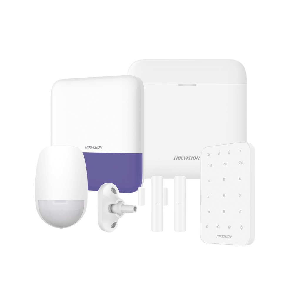 [AXPRO-KIT-KEYPAD] AXPRO-KIT-KEYPAD (AX PRO) KIT de Alarma AX PRO / Incluye: 1 Hub con bateria de respaldo / 1 Sensores PIR / 1 Montaje Universal para PIR / 2 Contactos Magnéticos / 1 Teclado / 1 Sirena Inalambrica Exterior / WiFi / Compatible con Hik-Connect P2P