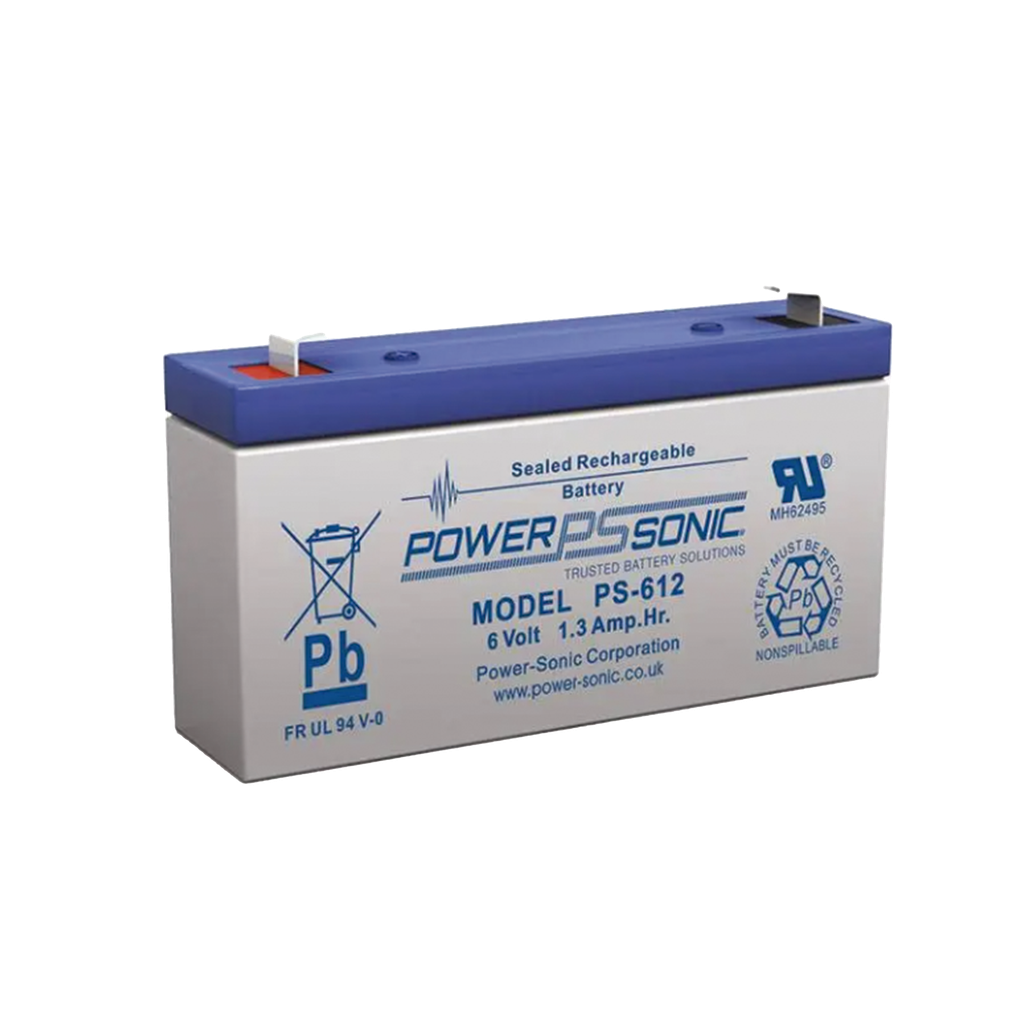 [PS612-F1] Batería 6V, 1.2AH, Para Respaldo, Tecnologías AGM/VRLA, 5 Años Vida Útil, Terminales F1, Reconocida UL