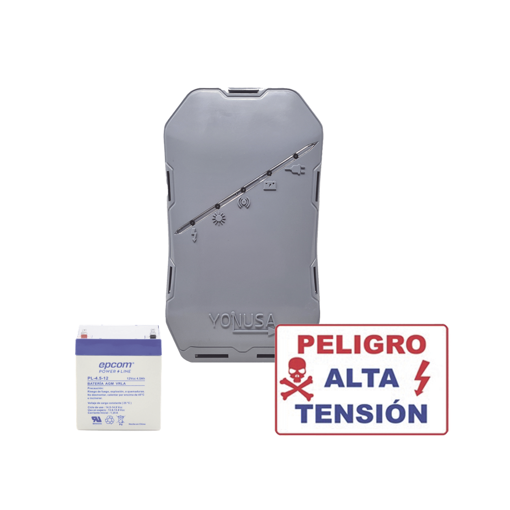 [SYSNGHS-KIT] KIT deEnergizador 12,000Volts - .5 Joules / 500 Mts Lineales de Protección / Cercas Electrificadas / Llavero Incluido