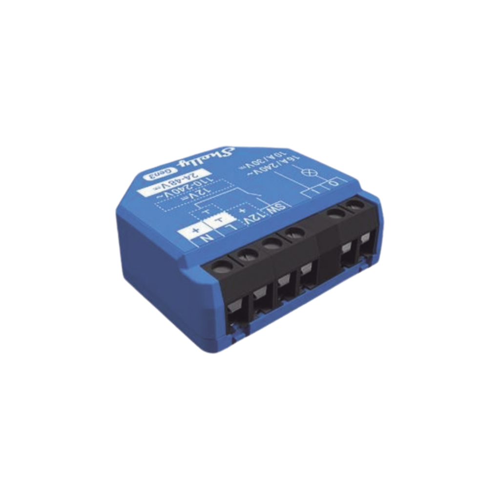 [SHELLY1GEN3] Relevador inalámbrico inteligente 16A, 110-230 V, 1  salida de contacto seco, compatible con asistente de voz Alexa, Google Home