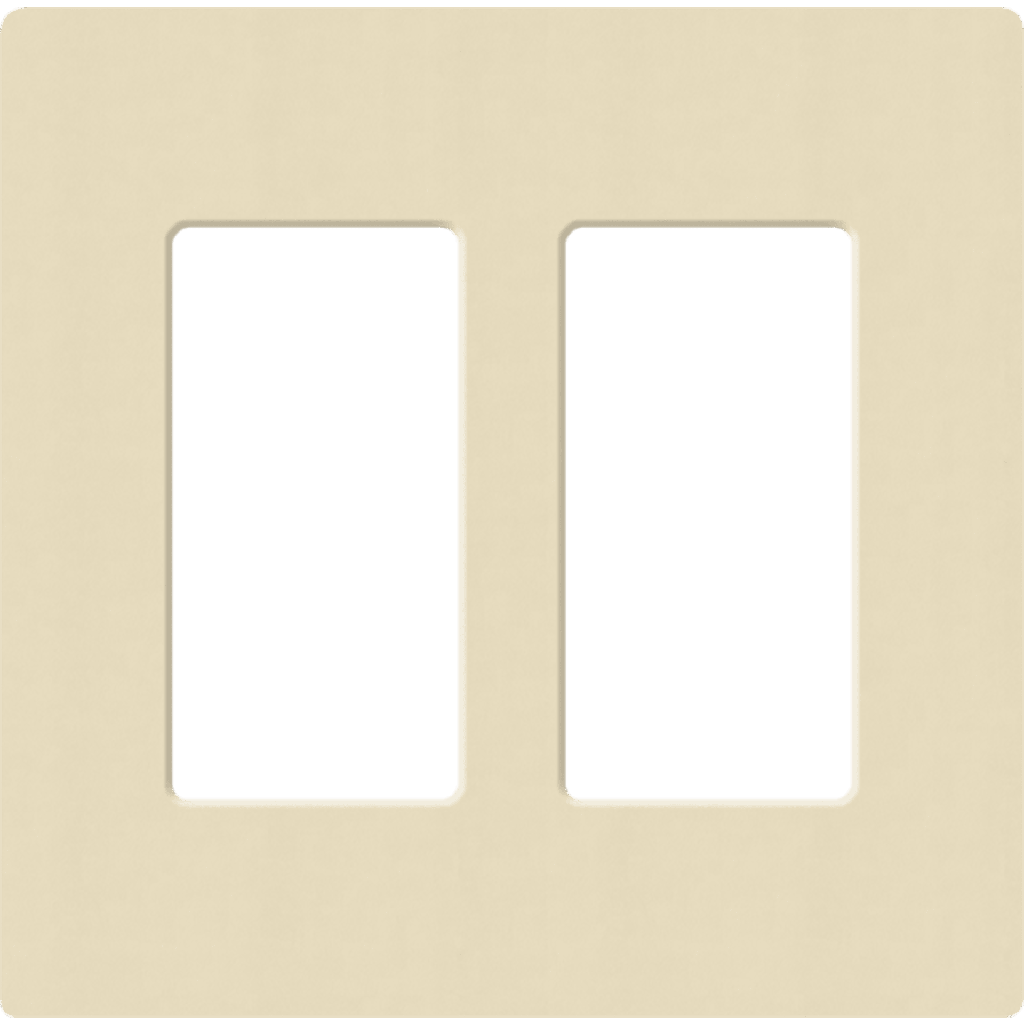 Placa de pared 2 espacios, para atenuador (dimmer), apagador ó control remoto inalámbrico LUTRON.