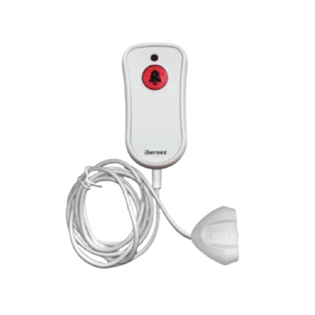 Pulsador de Cama Blanco Antibacteriano / Botón Rojo de Alarma 20mm / Conector Magnético / Protección IP67 / Cable 2m Resistente al Fuego / Libre de Halógenos / Braille SOS