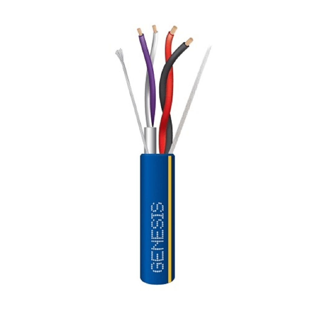 [1244-106Y] Bobina de 305 Metros / Cable 2 x 18 + 2 x 22 AWG / Color Azul con línea Amarilla / Par 22 AWG Blindado / Para Aplicaciones de Control de Iluminación