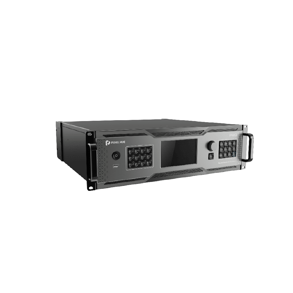 [P20] P20 Switcher de Presentación 4K / Hasta 12 Capas DL (2 MAIN + 10 PIP) / 10G Fibra Óptica 10 km / HDMI 2.0 DP 1.2 12G-SDI / Modos Duales Switcher y PGM / Dante Audio 32x32 / Multiviewer Dedicado / Backup Automático
