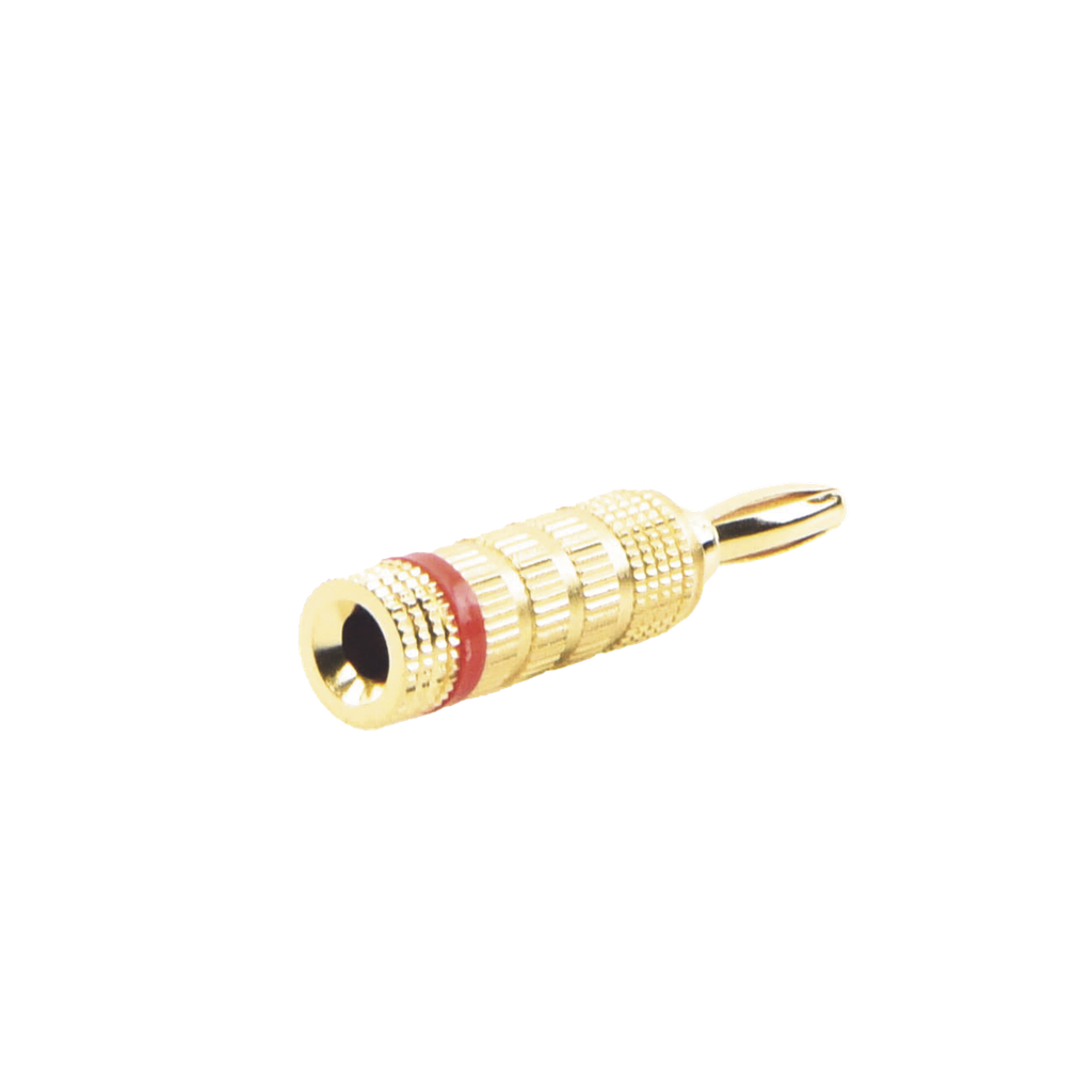 [EP-BSCR] Conector Banana Tipo Tornillo para Bocinas | Instalaciones Profesionales de Audio | Chapado en Oro | Color Rojo (1 Pieza)