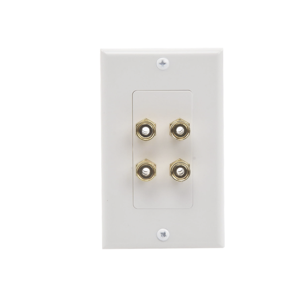 [EP-WP2S] EP-WP2S Placa de Pared | Postes de Unión Tipo Banana | Conexión para 2 Altavoces | Fácil Instalación | Conectores Chapados en Oro