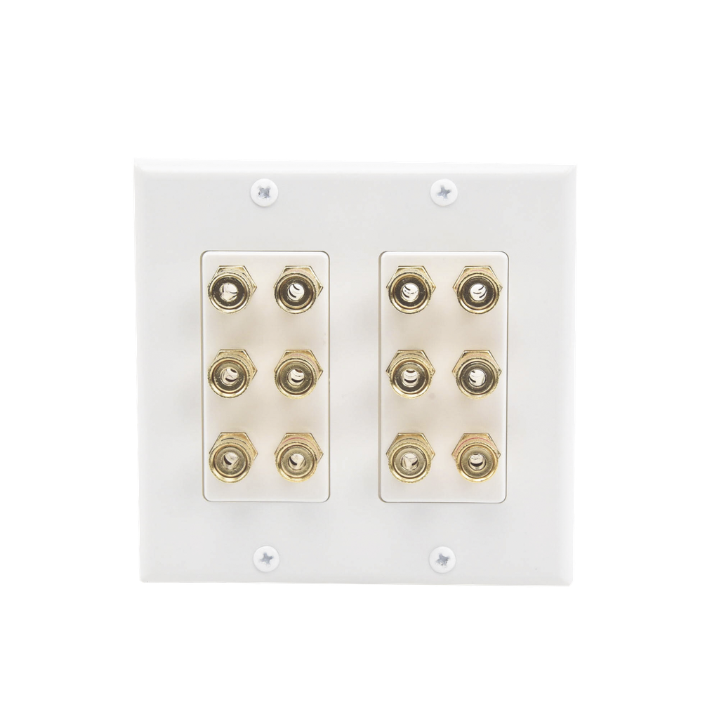 [EP-WP6S] EP-WP6S Placa de Pared | Postes de Unión Tipo Banana | Conexión para 6 Altavoces | Fácil Instalación | Conectores Chapados en Oro
