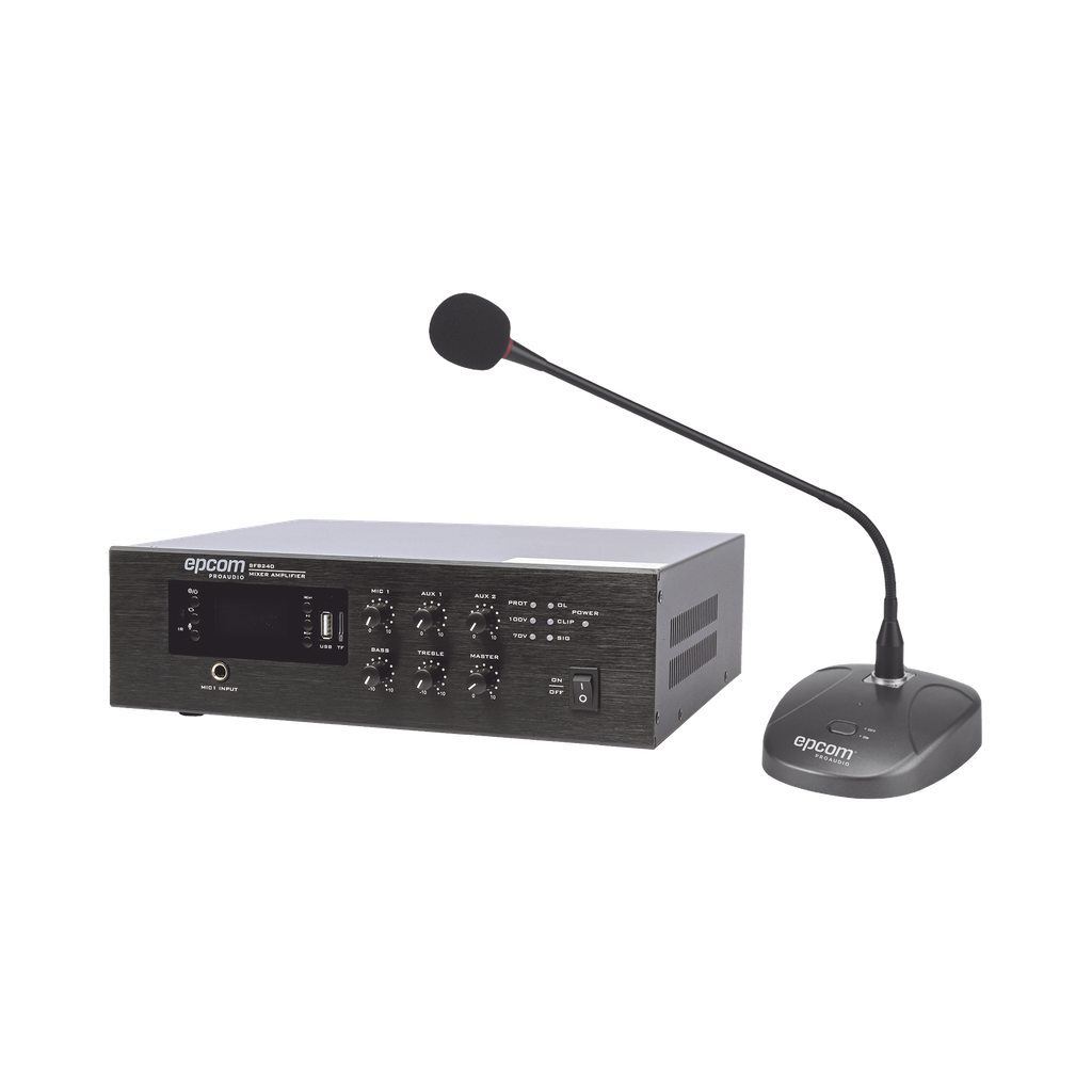 [SFB240/MIC] SFB240/MIC KIT de Amplificador de Audio de 240W Modelo SFB240 | más Micrófono de Escritorio Modelo SF621A