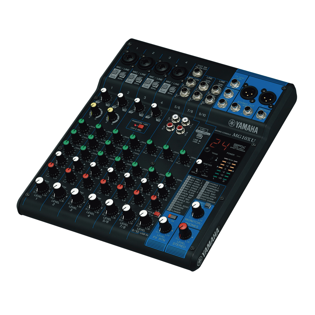 [MG-10XU] Mezcladora de Audio | 10 Canales | Perillas | 4 Entradas de Micrófono/Línea | 3 entradas Estéreo | Efectos | USB