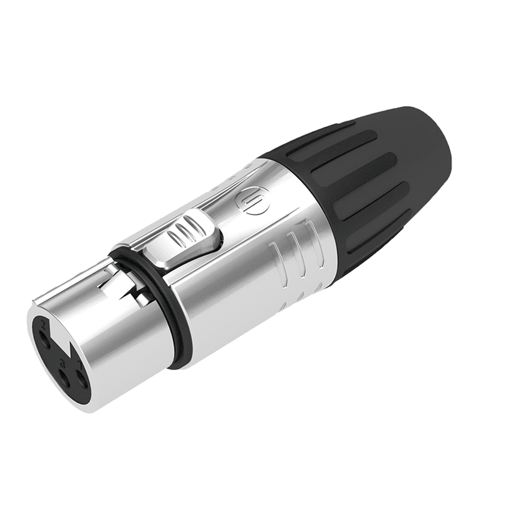 [SCMF3] XLR conector de cable hembra, carcasa cromada perla, contactos plateados