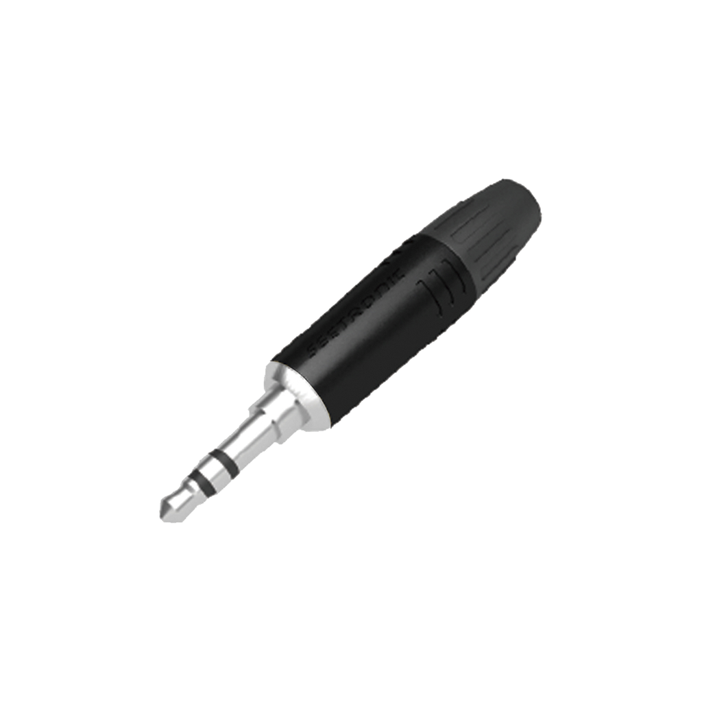 [M2TP3C-B] M2TP3C-B Conector delgado estereo de 3.5 mm, carcasa cromada negra, contacto niquelado, cable OD 2-4,5 mm