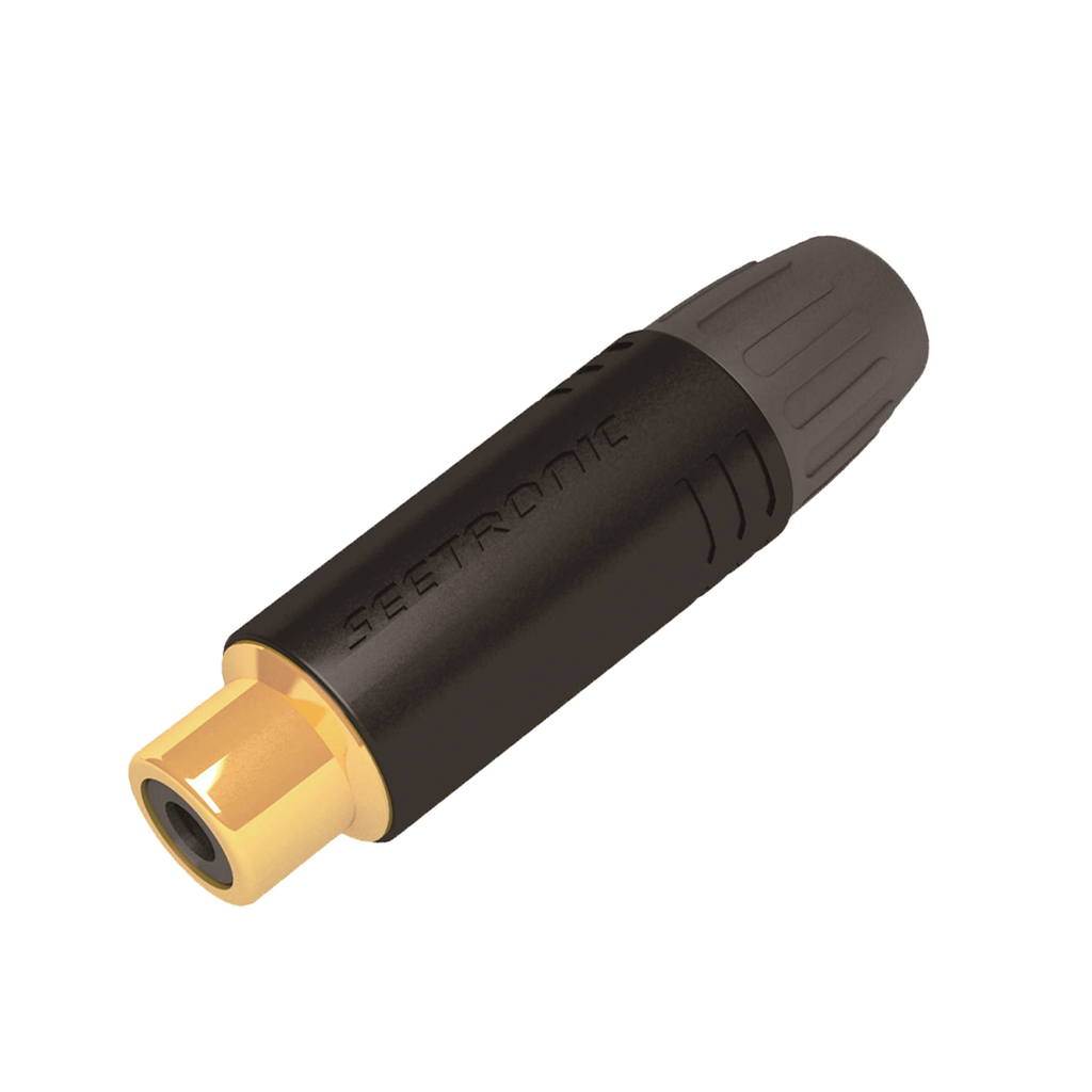 [MT390] MT390 Conector Hembra RCA | Carcasa Enchapada en Negro | Contacto Enchapado en Oro | Cable OD 3.5-6.5mm