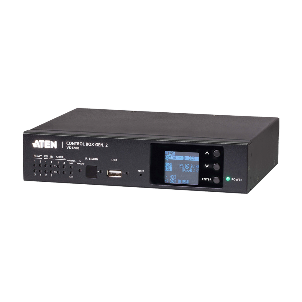 VK1200 Sistema de control ATEN| Caja de control compacta Gen. 2 | CPU de cuatro núcleos | 2/1 GB de memoria | Monitor LCD | LAN doble y aislada