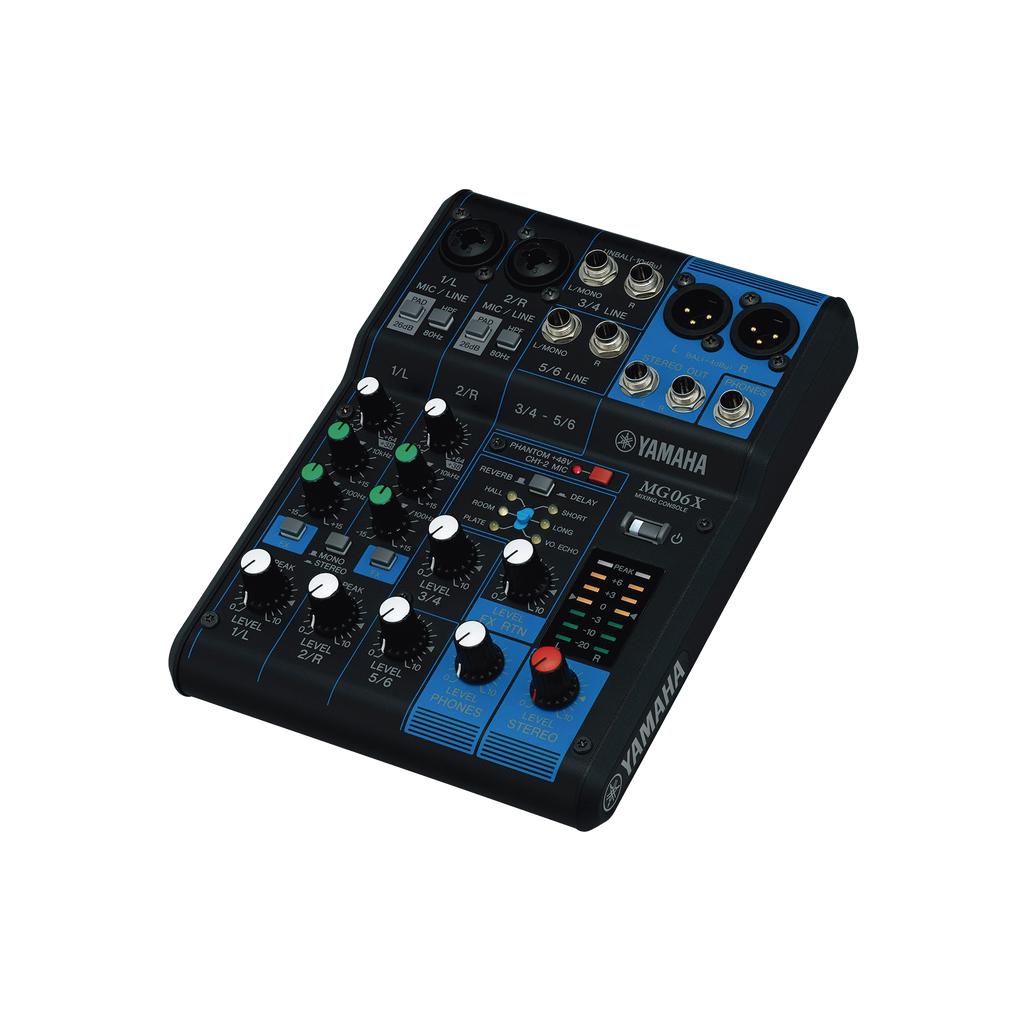 MG-06X Mezcladora de Audio | 6 Canales | 2 entradas de micro/6 de línea (2 mono + 2 estéreo) | Efectos Integrados | Alimentación Phantom