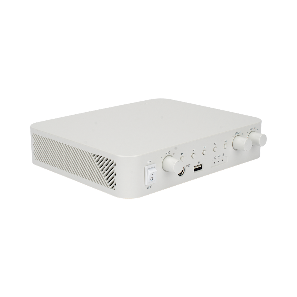 DS-QAE0A60G1-VB Amplificador | Bluetooth | 2 Canales con Control de volumen Independiente | 30 W por Canal | Salida 4-8 ohms x 2 | 100V COM x 2 | Una Zona | Música Ambiental