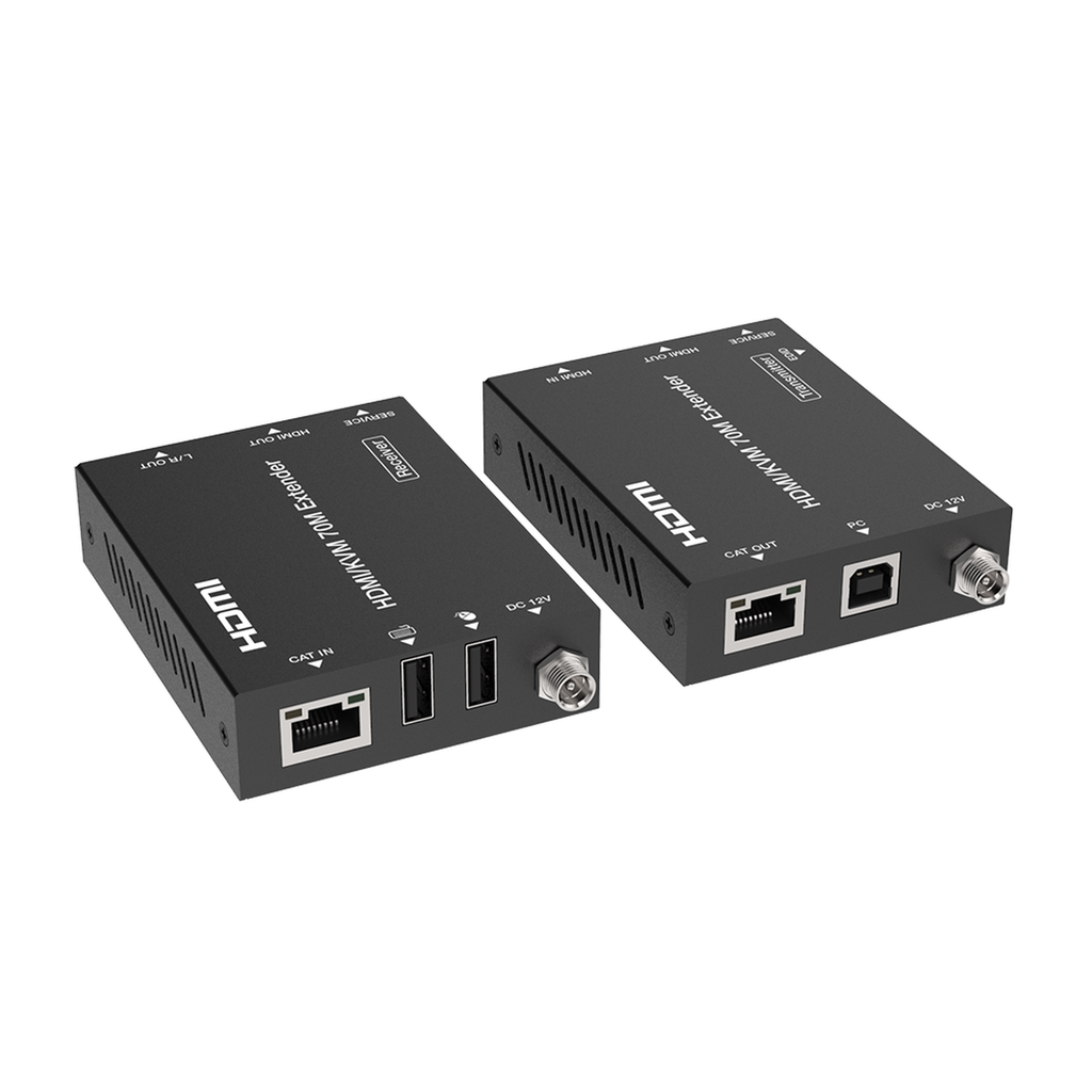 [EPC-EDB70K] Kit Extensor HDMI con KVM | 70m | 4K2K@60Hz | 4:4:4 |  HDMI2.0b y HDCP 2.2 | Salida de Audio 3.5mm | Admite PoC | Admite USB 1.1