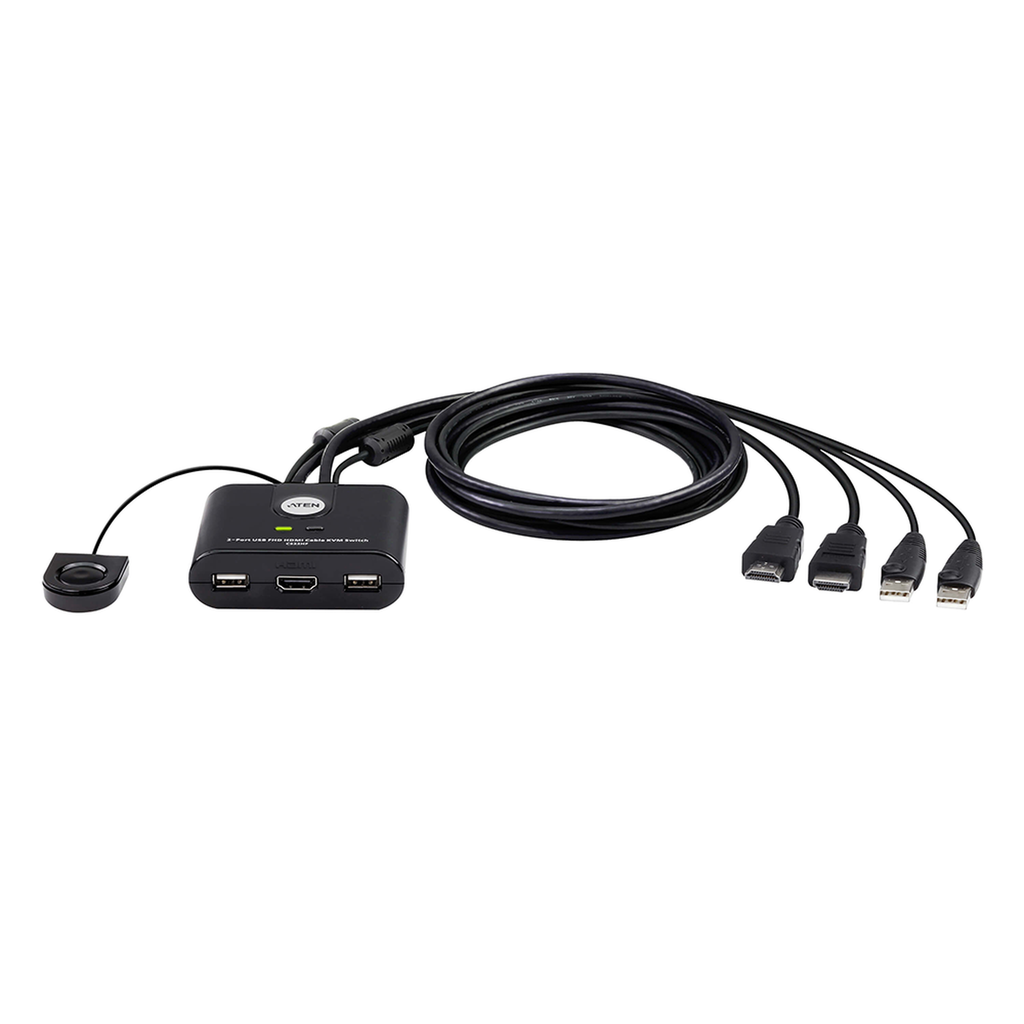 [CS22HF] CS22HF Switch KVM | USB FHD HDMI | de 2 puertos en formato cable | 1920x1080 @ 60Hz (FHD)	| HDCP 1.4 | Conecta y controla 2 equipos con un solo monitor, teclado y mouse