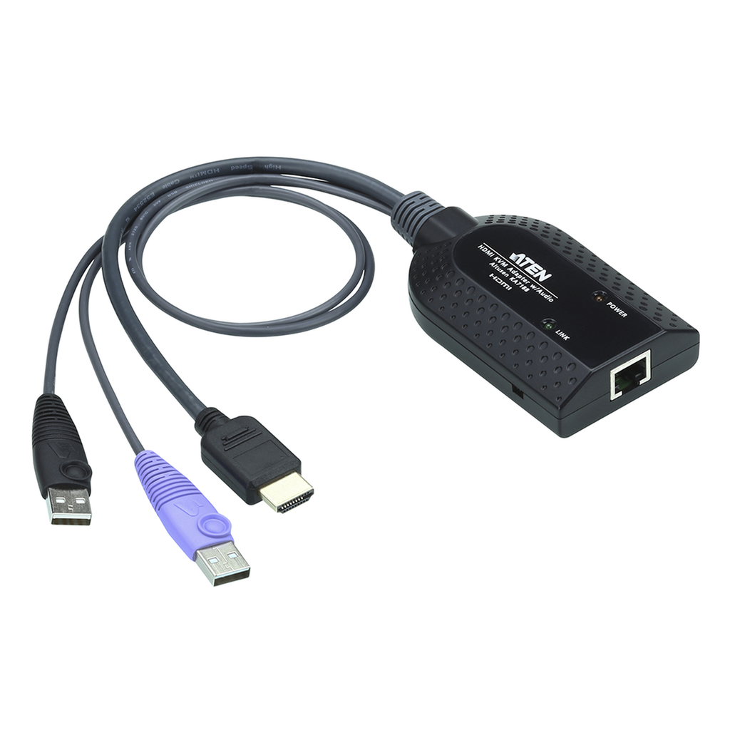 [KA7188] Cable Adaptador KVM de Medios Virtuales | USB HDMI | Compatible con Lector de Tarjetas Inteligentes | Desembebedor de Audio