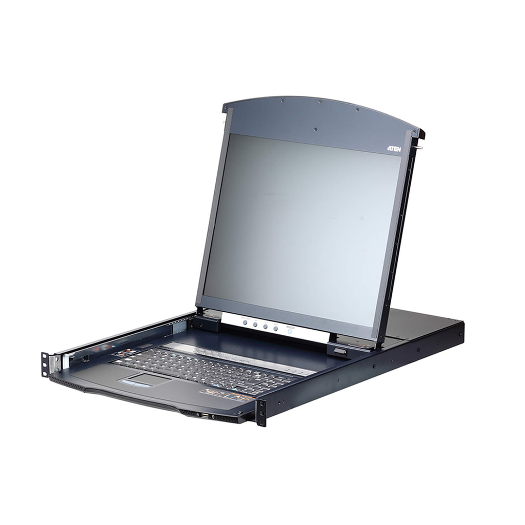 [KL1116V] Consola LCD dual | rail con switch KVM  por IP integrado multi-interfaz | Cat 5 de 16 puertos de 1 consola local y 1 consola remota
