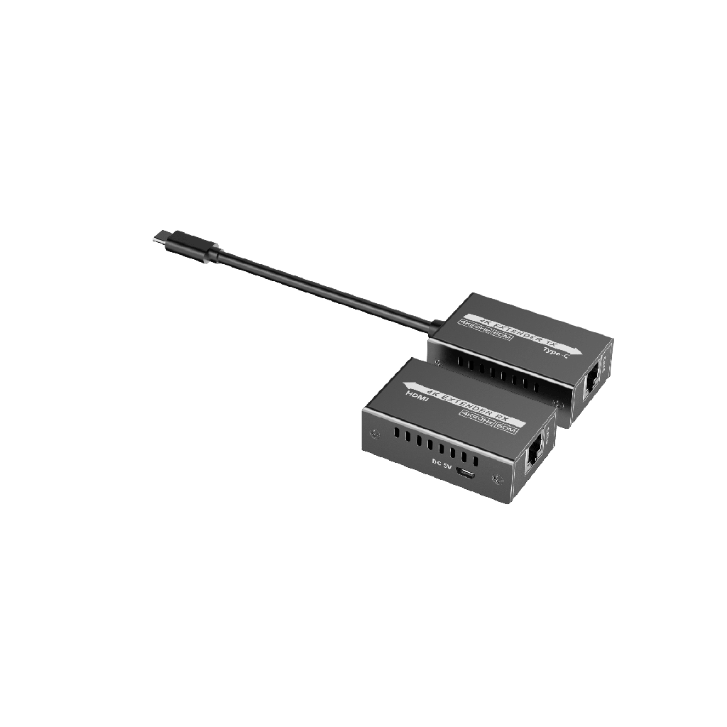 Extensor Mini 4K120Hz USB-C a HDMI | Transmisión 18 Gbps | Distancia 60m 4K@60Hz | HDR10 / HDCP 2.2 | Protección ESD ±8KV | Alimentación por Fuente de Señal