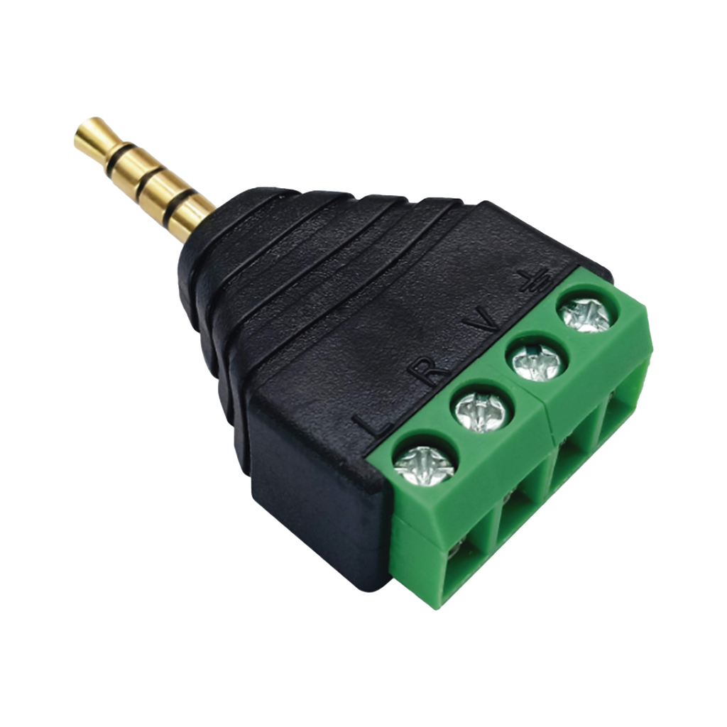 Conector de audio de 3.5mm macho a terminal de tornillo de 4 pines